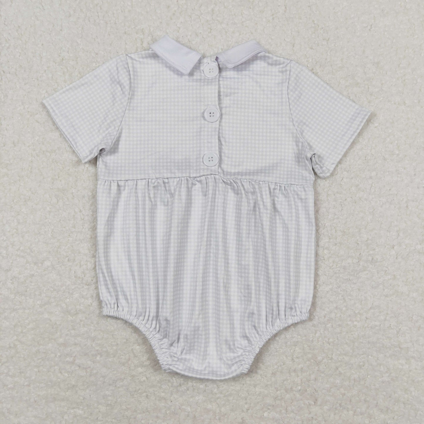 Baby Boy Short Sleeves Plaid Buttons Bubble One Piece Summer Romper