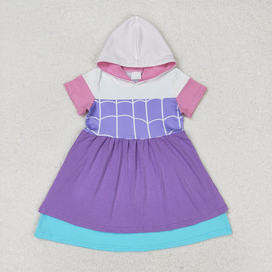 Baby Girl Short Sleeves Hoodie Princess Purple Dress