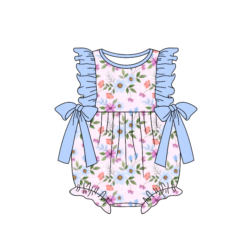 Moq 3 Pre-order SR1331 Baby Girl Summer Floral Pocket One Piece Romper