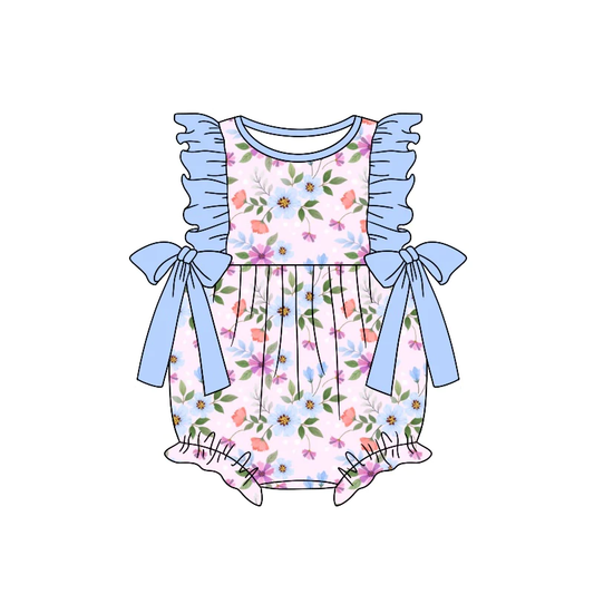 Moq 3 Pre-order SR1331 Baby Girl Summer Floral Pocket One Piece Romper