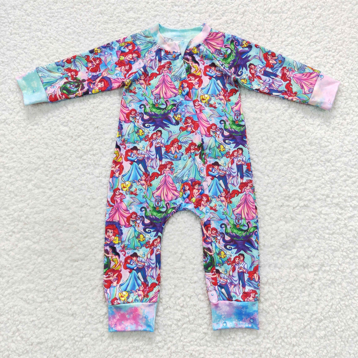 LR0488 Baby Girl Long Sleeves Princess One Piece Romper