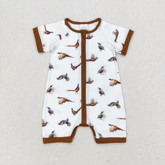 Baby Boy Short Sleeves Ducks Zipper One Piece Romper