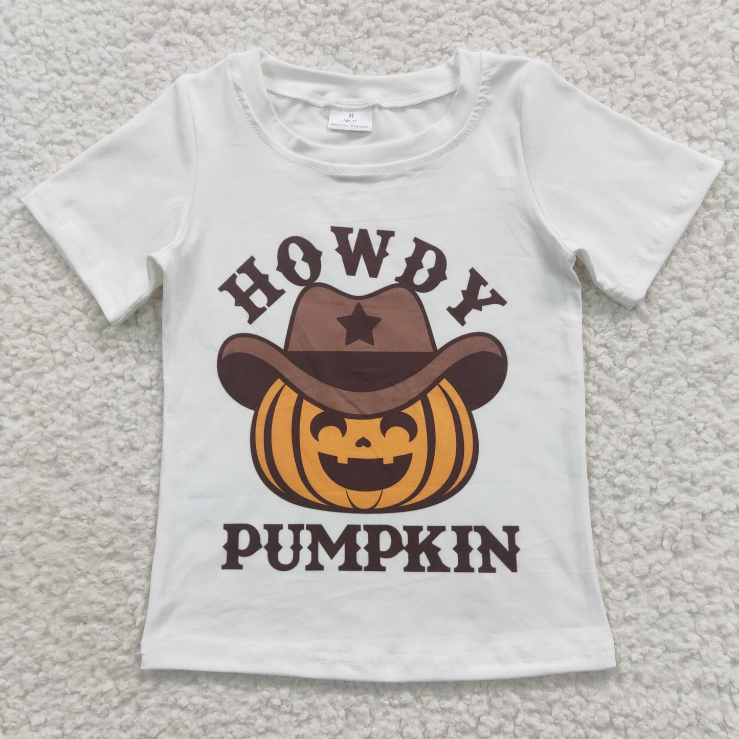 BT0249 Halloween Baby Boy Short Sleeves Howdy Pumpkin Western Shirt