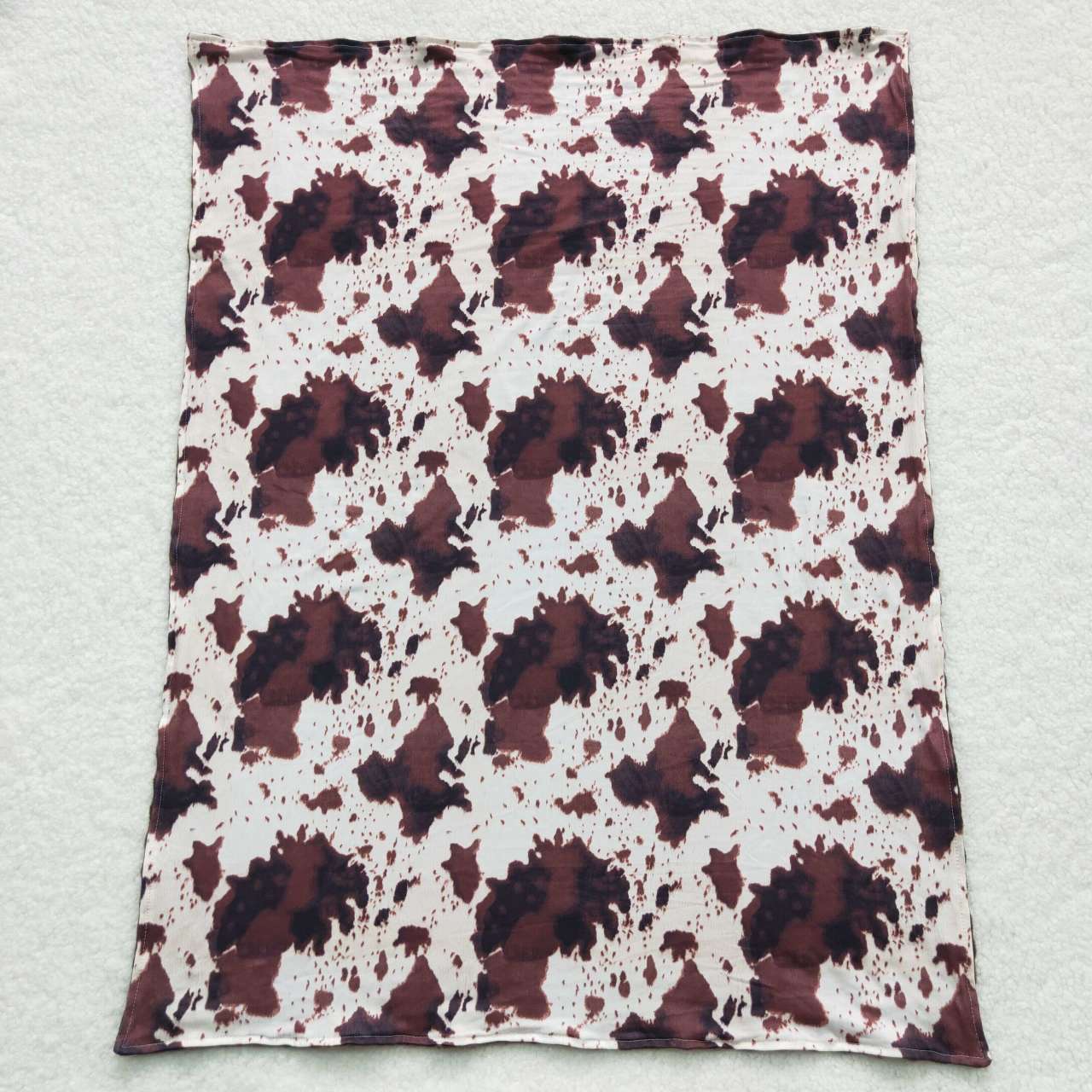 BL0058 Baby Gir Brown Cow Print Western Blanket