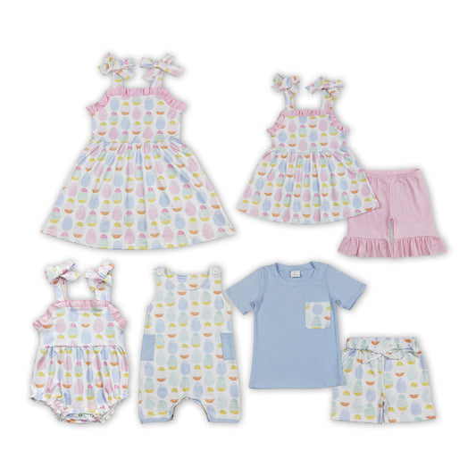 Baby Boy Girl Easter Eggs Sibling Romper Dress Clothes Set