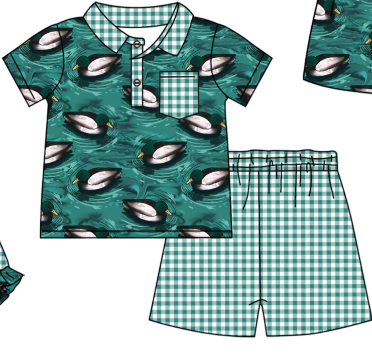 Baby Boy Girl Duck Sibling Matching Dress Romper Clothes Set ( Moq 5 Each style )