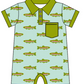 Baby Boy Girl Short Sleeves Fish Sibling Matching Dress Romper Green Clothes Set Moq 5 Each style