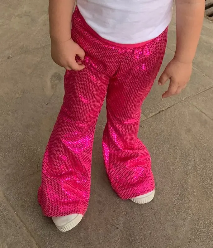 Baby Girl Pink Sequins Bell Bottom Pants