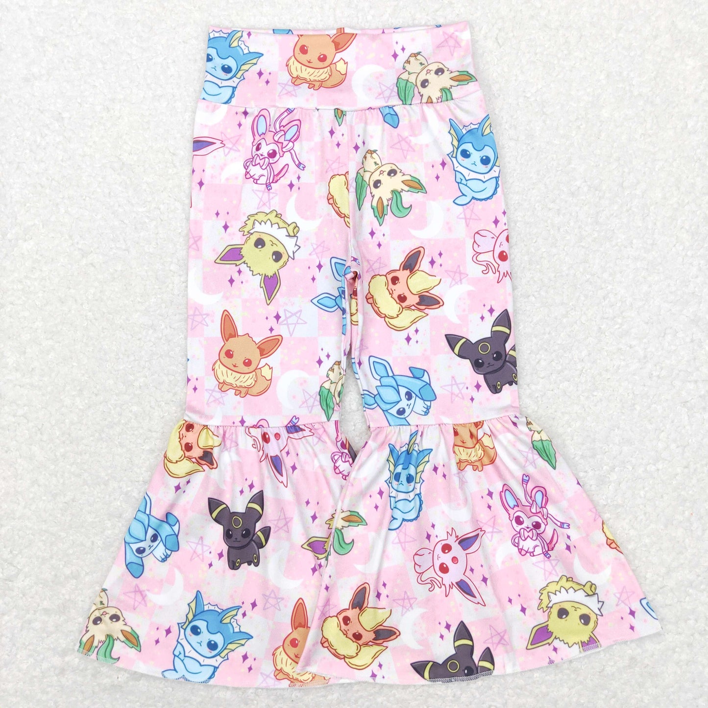 P0384 Baby Girl Pink Cartoon Bell Pants