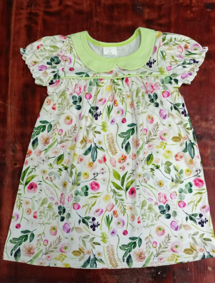 Baby Girl Short Sleeves Floral Summer Dress