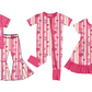 Baby Girl Valentine Hearts Stripes Sibling Romper Dress Clothes Set