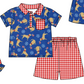 Baby Boy Girl July 4th Dog Sibling Matching Green Dress Romper Clothes Set ( Moq 5 Each style )