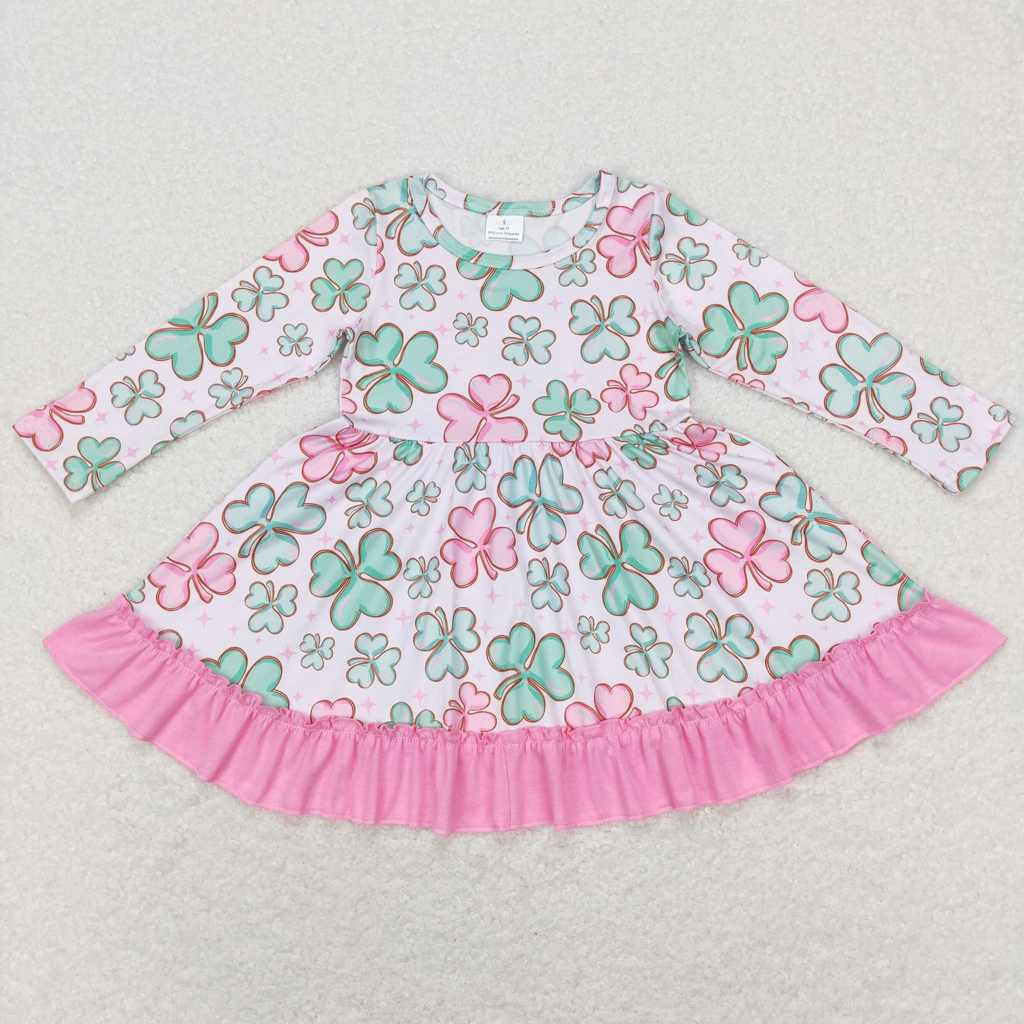 GLD0503 Baby Girl Long Sleeves St. Patrick's Day Twirl Dress