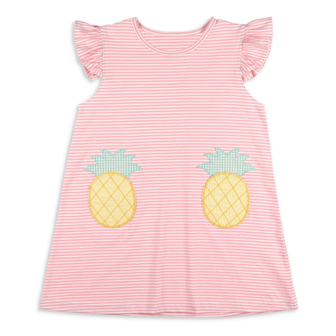 Moq 3 Pre-order GSD0959 Baby Girl  Pineapple Stripes Dress