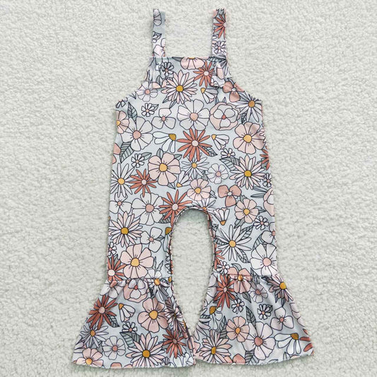 SR0378 Baby Girl Floral Summer Sleeveless Flower jumpsuit