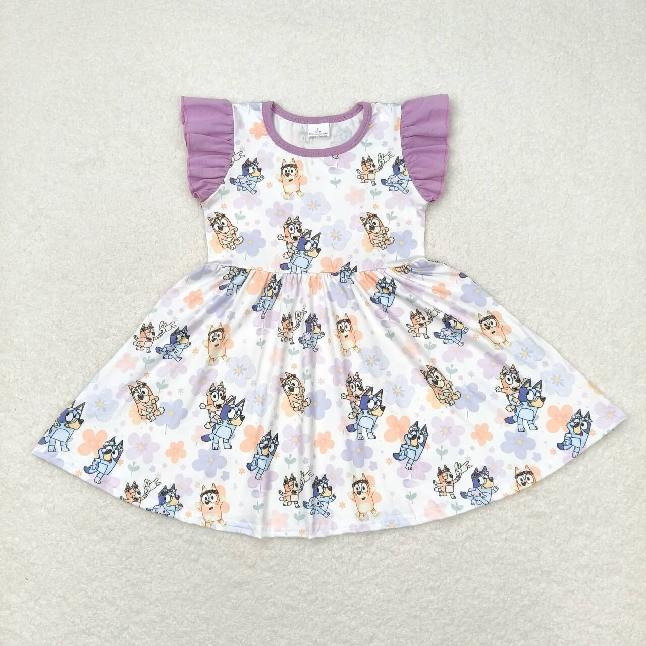 Summer Baby Girl Short Sleeves Dogs Flower Dress