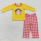 Promotion Baby Boy Long Sleeves Shirt Red Plaid Pants Embroidery Farm Chicken Outfit Pajamas Striped Ruffle Pants Outfit