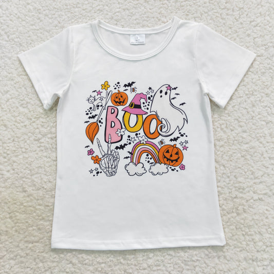 GT0291 Baby Kids Short Sleeves Pumpkin Halloween Shirt