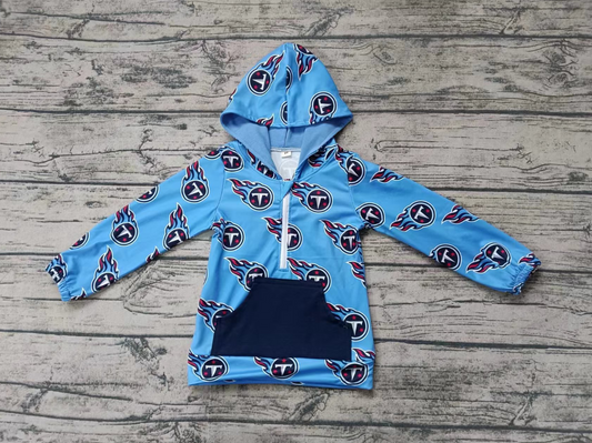 Baby Boy Long Sleeves T Team Hoodie Zipper Blue Shirt Tops Moq 5