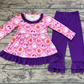 Baby Girl Halloween Ghost Bows Tunic Purple Pants Set