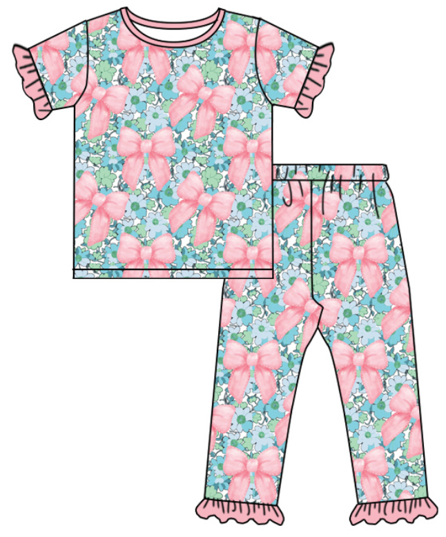 Baby Girl Flower Bows Sibling Matching Dress Romper Pink Clothes Set ( Moq 5 Each style )