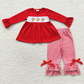 BLP0202 Baby Boy Red Long Sleeves Plaid Pants Embroidery Gingerbread Outfit Christmas Pajamas