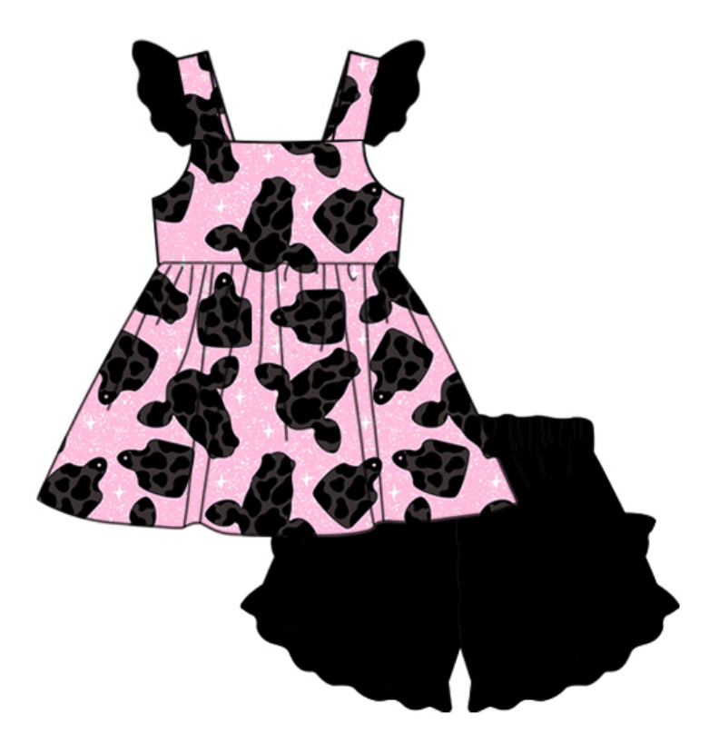 Baby Boy Girl Western Cow Sibling Dress Romper Clothes Set ( Moq 5 Each style )