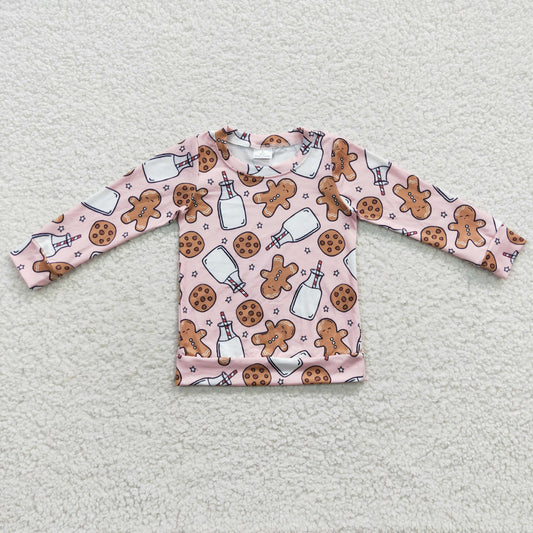 GT0220 Baby Girl Long Sleeves Gingerbread Christmas Tops