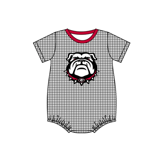 Baby Boy Short Sleeves Dog Plaid Team Bubble One Piece Romper