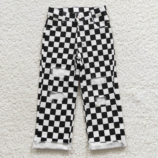 Baby Kids Black Checkered Denim Jeans