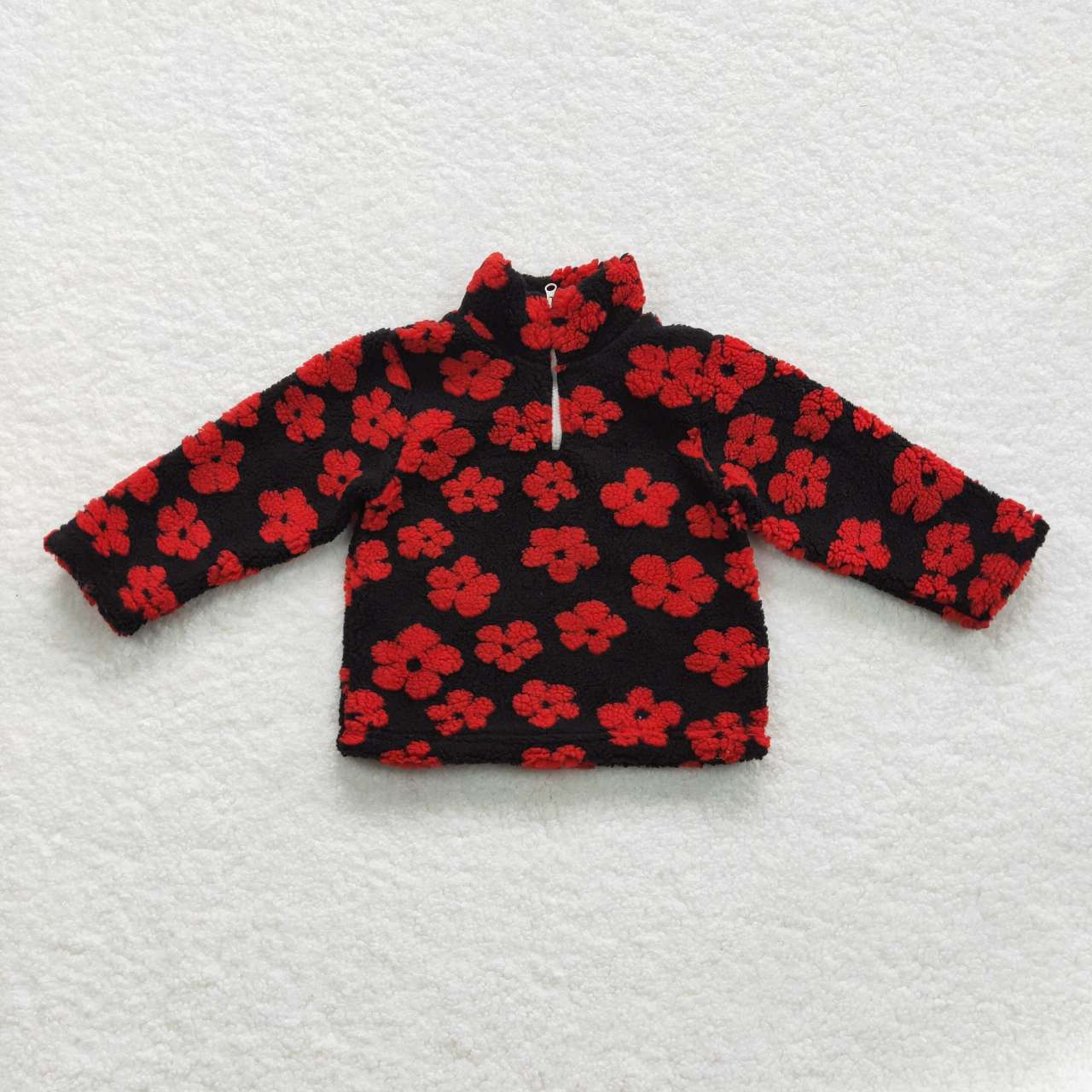 GT0271 Baby Girl Long Sleeves Flower Pullover Zipper Tops