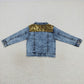 GT0351 Baby Girl Long Sleeves Pocket Denim Jacket Sequins Coat