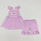 Baby Girl Embroidery Popsicle Stripes Tops Shorts Purple Set