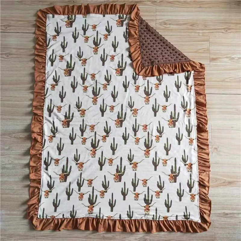 Western Cow Cactus Blanket