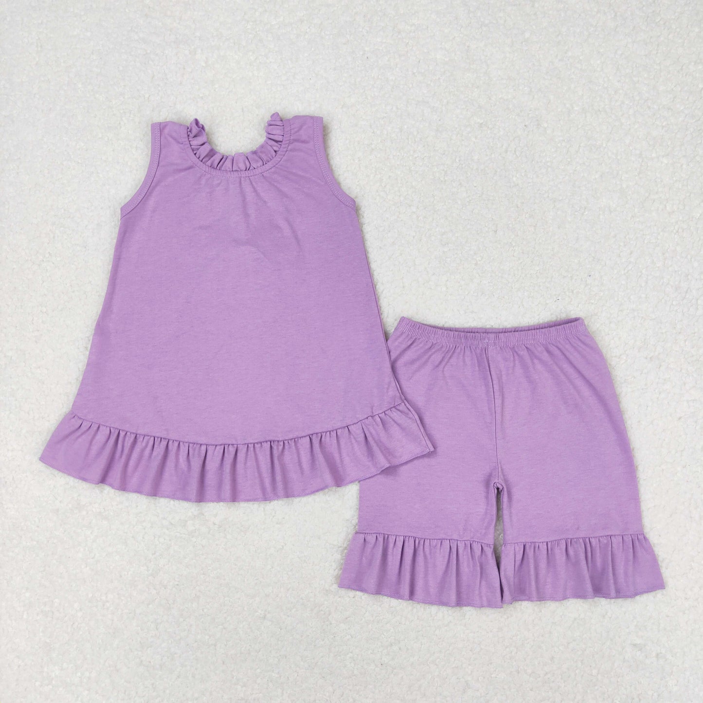GSSO0518 Baby Girl Pink Sleeveless Tops Ruffle Shorts Cotton Set