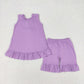 Baby Girl Sleeveless Tops Ruffle Shorts Cotton Purple Set