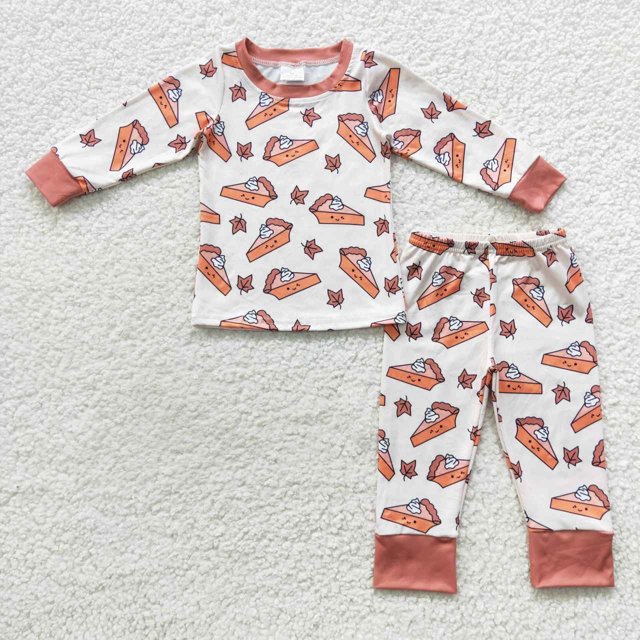 BLP0188 Baby Kids Long Sleeves Shirt Pants Fall Pumpkin Pie Outfit Pajamas