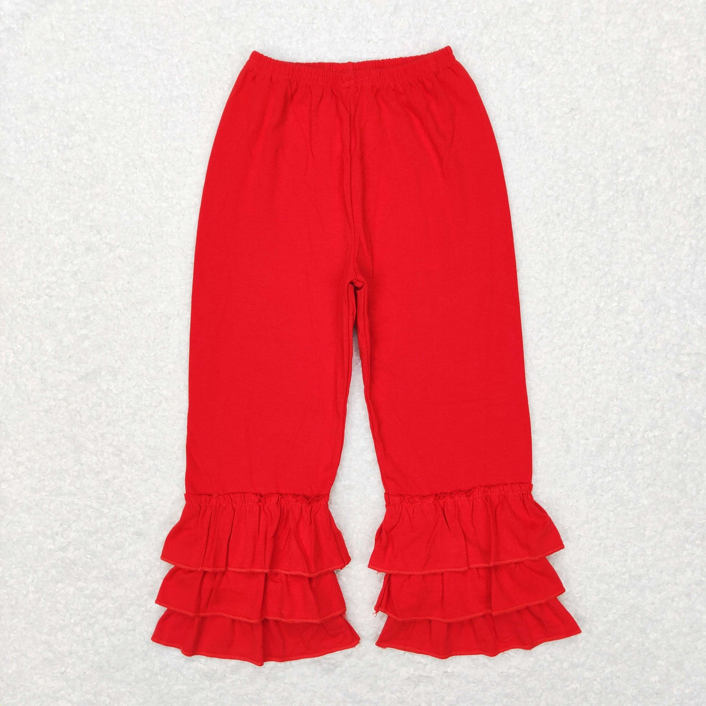 P0409 Baby Girl Red Ruffle Cotton Pants