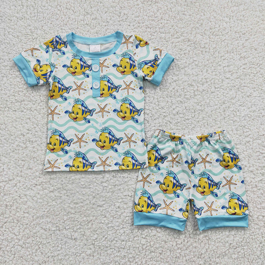 Promotion Baby Boy Summer Short Sleeves Shorts Fish Outfit