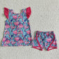 Promotion Baby girls flamingo floral shorts sets