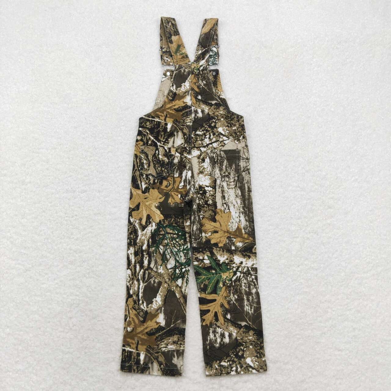 Baby Kids Brown Leaves Camo Denim Strap Overall jumpsuit