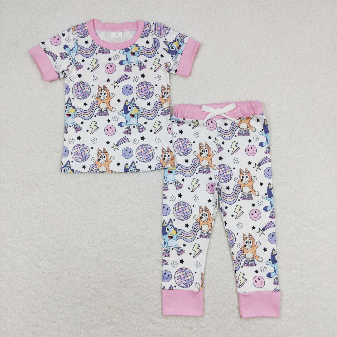 Baby Girl Short Sleeves Dogs Smile Shirt Pants Pajamas Set