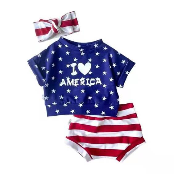 Promotion Baby Girl July 4th Bummies Shorts Outfit