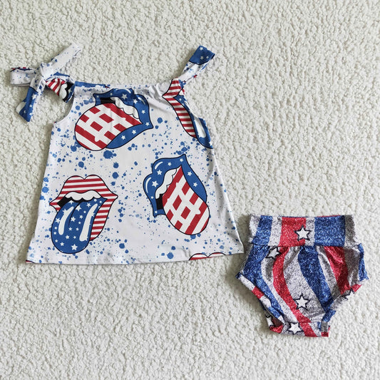 Promotion Baby Girl July 4th Bummies Outfit