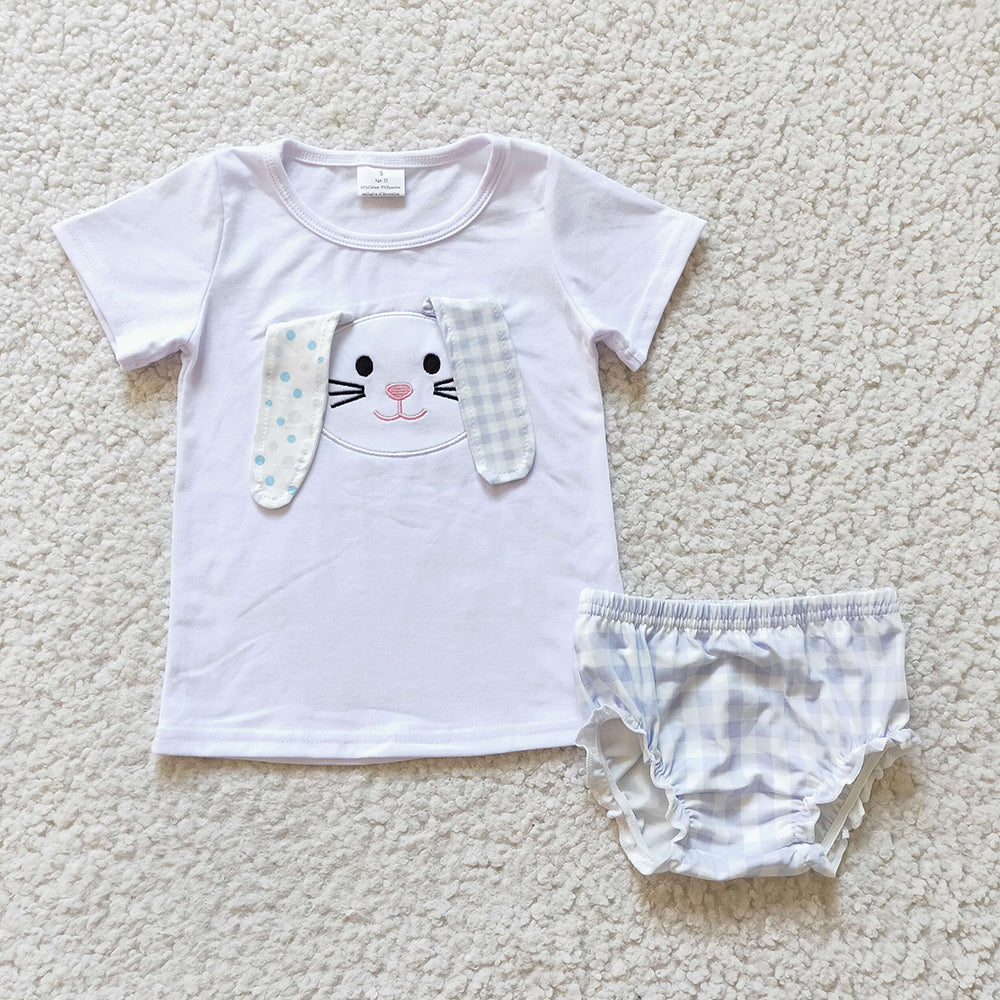 Baby Boy Girl Embroidery Easter Rabbit Ears Sibling Romper Dress Set