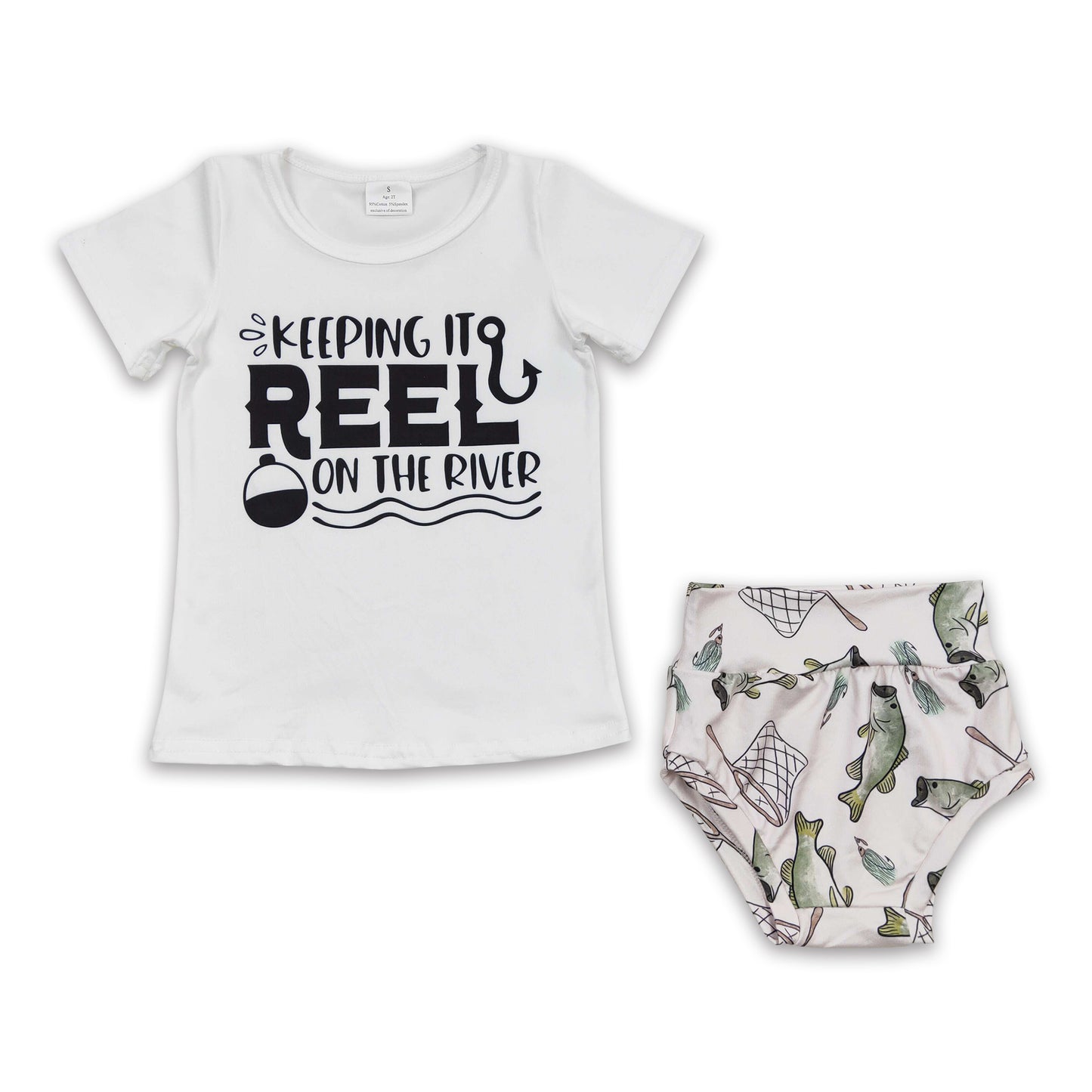 Promotion Baby Girl Short Sleeves Fishing Bummie Summer Outfit RTS