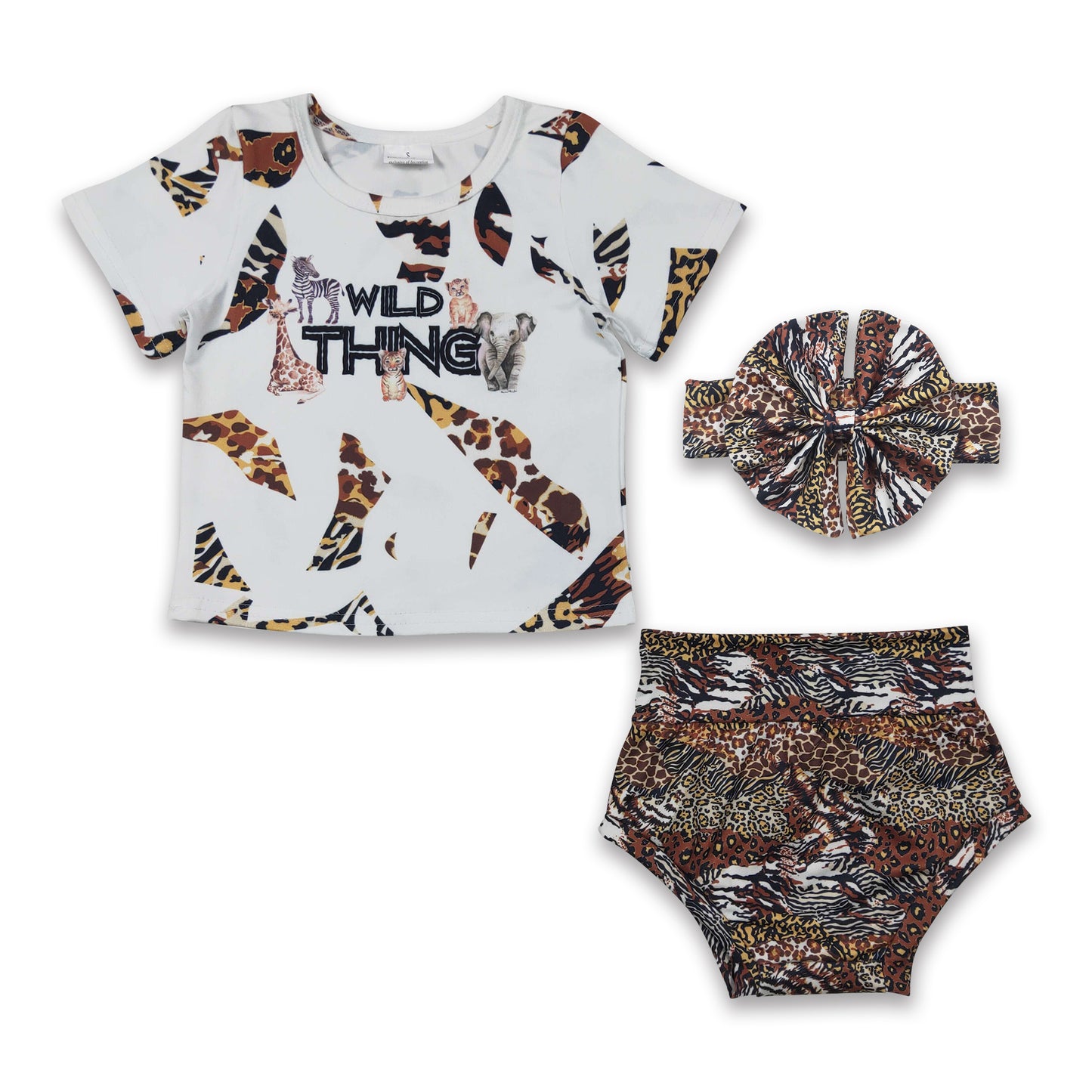 Promotion Baby Girl Short Sleeves Leopard Bummie Summer Outfit