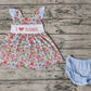 Pre-order Baby Girl I Love Daddy Floral Tunic Blue Bummie Pink Shorts Summer Set