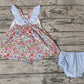 Pre-order Baby Girl I Love Daddy Floral Tunic Blue Bummie Pink Shorts Summer Set