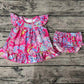 Pre-order Baby Girl Shells Tops Bummies Shorts Summer Dark Pink Set